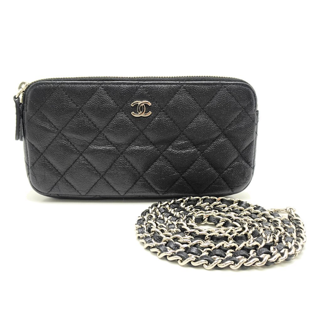 Chanel Matelasse Chain Wallet Diagonal Soft Caviar Skin Black - Picture 1 of 6